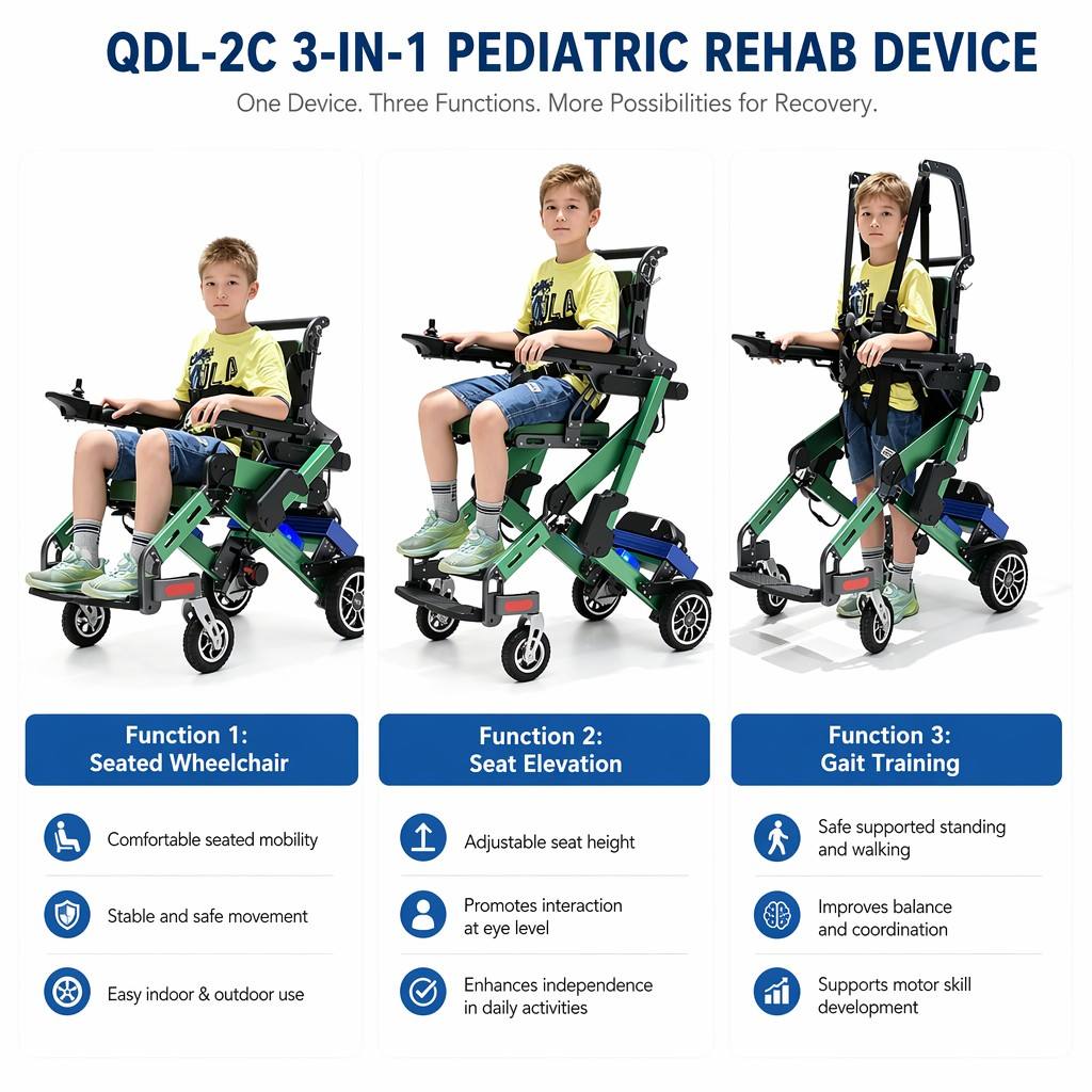 3 in 1 Child Electric Wheelchair with Standing Function | Pediatric Gait Trainer for Cerebral Palsy & Stroke Recovery - Image 2