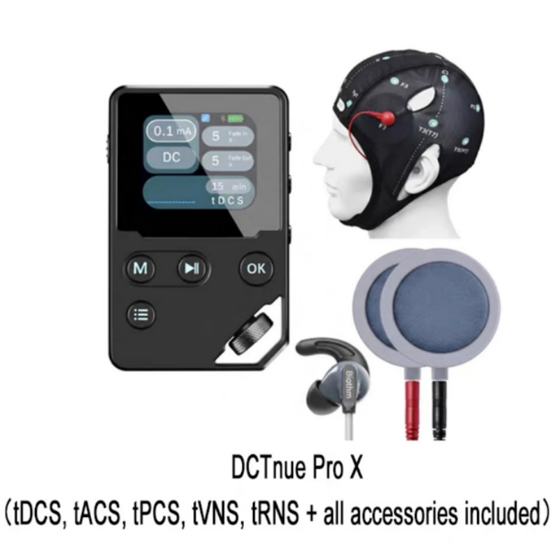 DCTune Pro tDCS Brain Stimulation Device | Transcranial Direct Current Stimulation Kit with tDCS, tACS, tPCS & tVNS Modes, 0.1–4.5mA, iOS App Control | Portable 140g Wellness & Performance Tuning Device
