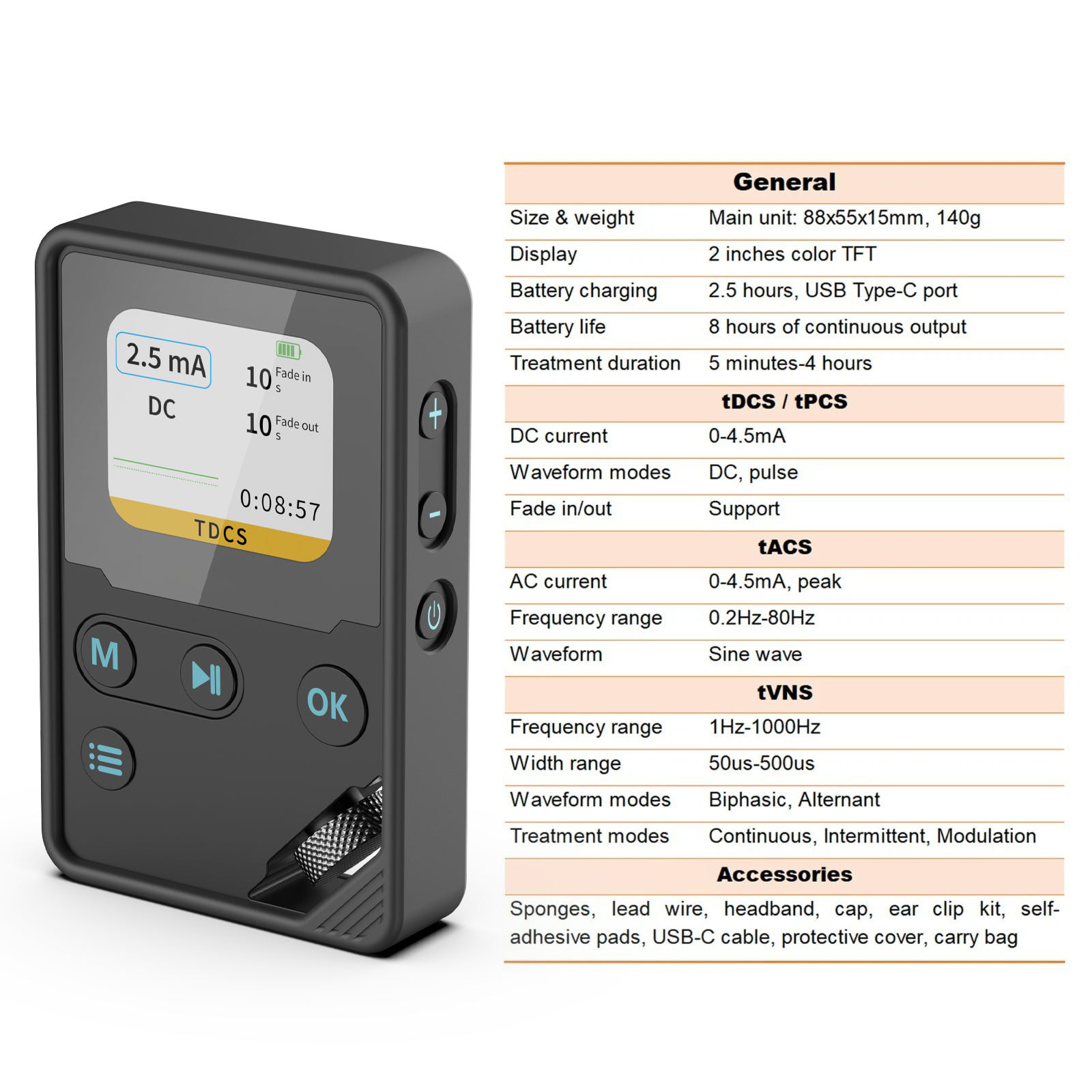 DCTune Pro tDCS Brain Stimulation Device | Transcranial Direct Current Stimulation Kit with tDCS, tACS, tPCS & tVNS Modes, 0.1–4.5mA, iOS App Control | Portable 140g Wellness & Performance Tuning Device - Image 5